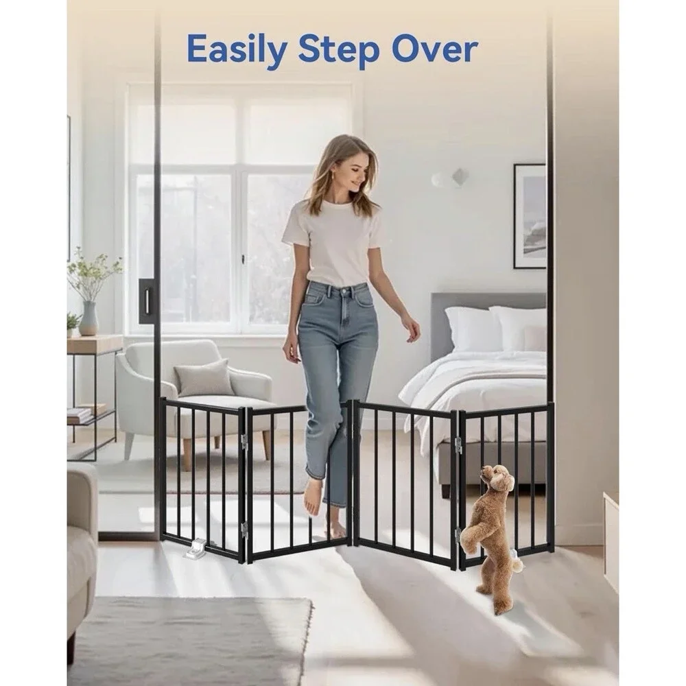 Free Standing Short Dog Gate, Foldable Puppy Fence, Up to 48